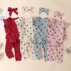 Toddler Kids Baby Girls Heart Print Ruffle Romper+Pants+Headbands Outfits
