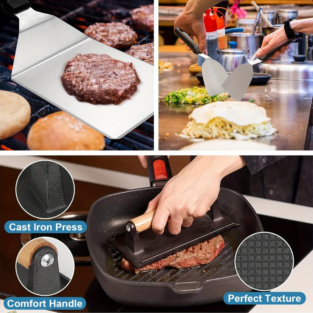 Набор аксессуаров для гриля из 34/8 предметов, набор аксессуаров для гриля с плоской крышкой, набор лопаток для гриля с очень большой лопаткой, лопатка для гриля на открытом воздухе