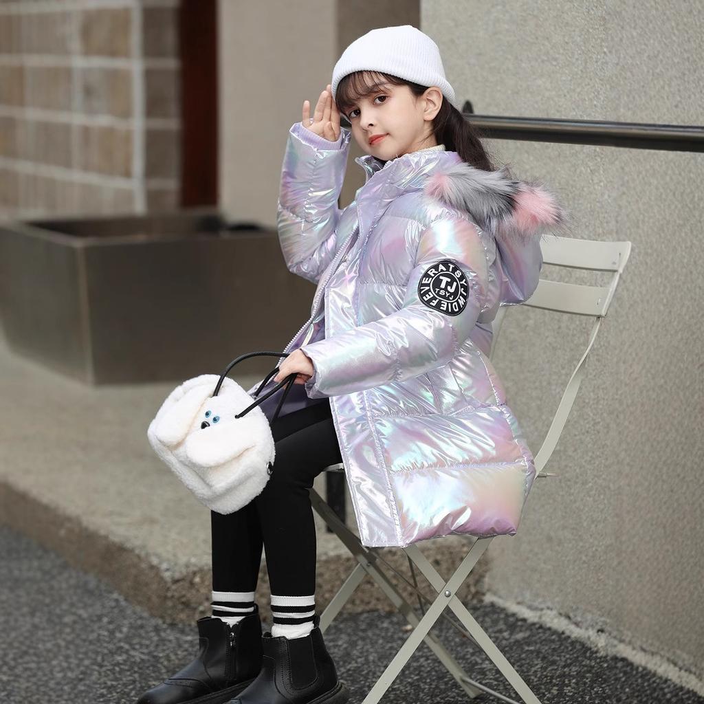 Зимняя хлопковая одежда для девочек Новая зимняя пуховая хлопковая одежда Детские куртки Глянцевые хлопковые куртки Мода