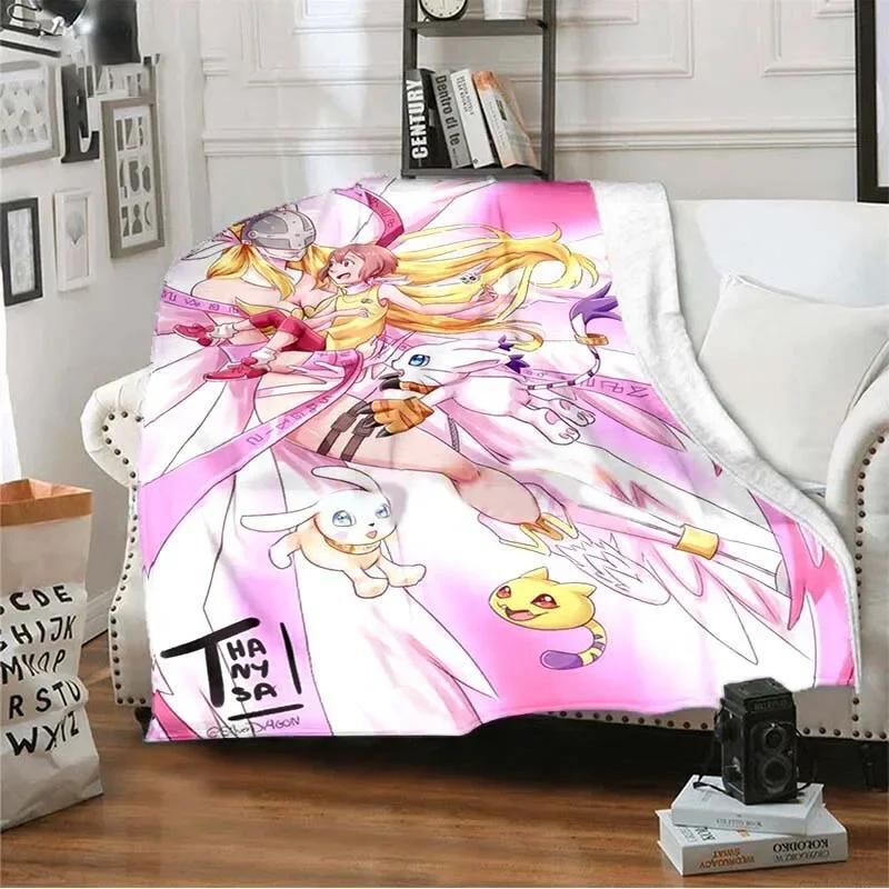 D Print Anime Digimon Blanket Soft Fleece Throw for Sofa Bed Couch Warm Digital Monster Tapestry Home Decor Gift