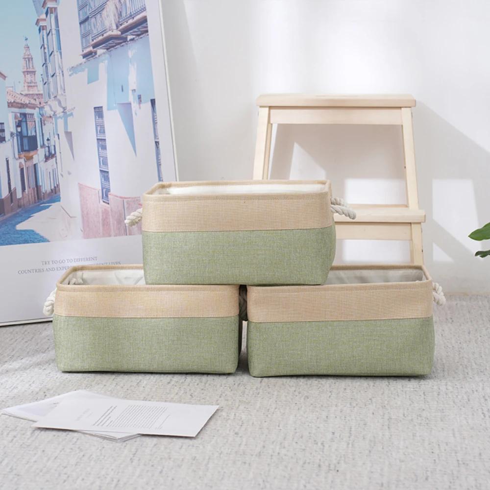 Корзина для хранения хлопка и льна, органайзер для дома, корзина для сортировки всякой всячины с ручкой, переносная детская игрушка, простая коробка для хранения