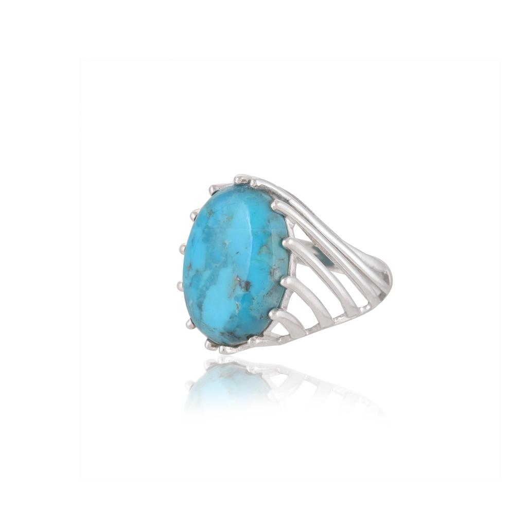 Mohave Turquoise Ring: 925 Sterling Silver Gemstone Statement