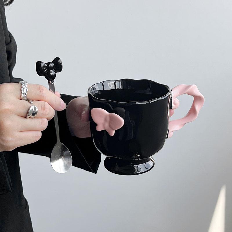 Кружка Бабочка Высокого Класса Девочка Сердце Керамическая Чашка Офисная Кофейная Чашка для Завтрака Подарок на День Рождения Девочки