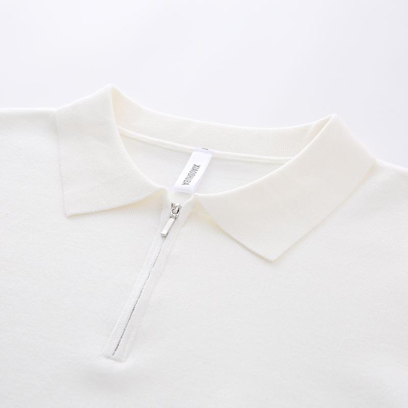 Men's Half Zip Polo Collar Knit Sweater Slim Fit Casual Long Sleeve Top