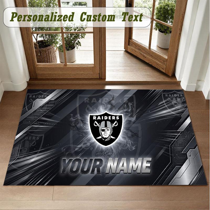 Crystal Velvet Square Rug Custom NameLas Vegas Raiders Pattern Non Slip Home Floor Decor Rug
