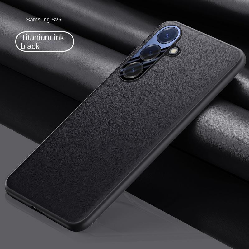 Чехол для Samsung Galaxy S25 25 Plus S25 Ultra, кожаный, с металлическим кольцом для камеры, встроенной воздушной подушкой, защита от падений, отпечатков пальцев
