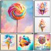 Colourful Ice Cream Lollipop Cupcake Poster Modern Food Aesthetic Canvas Painting Wall Art Picture for Room Home Kitchen Decor