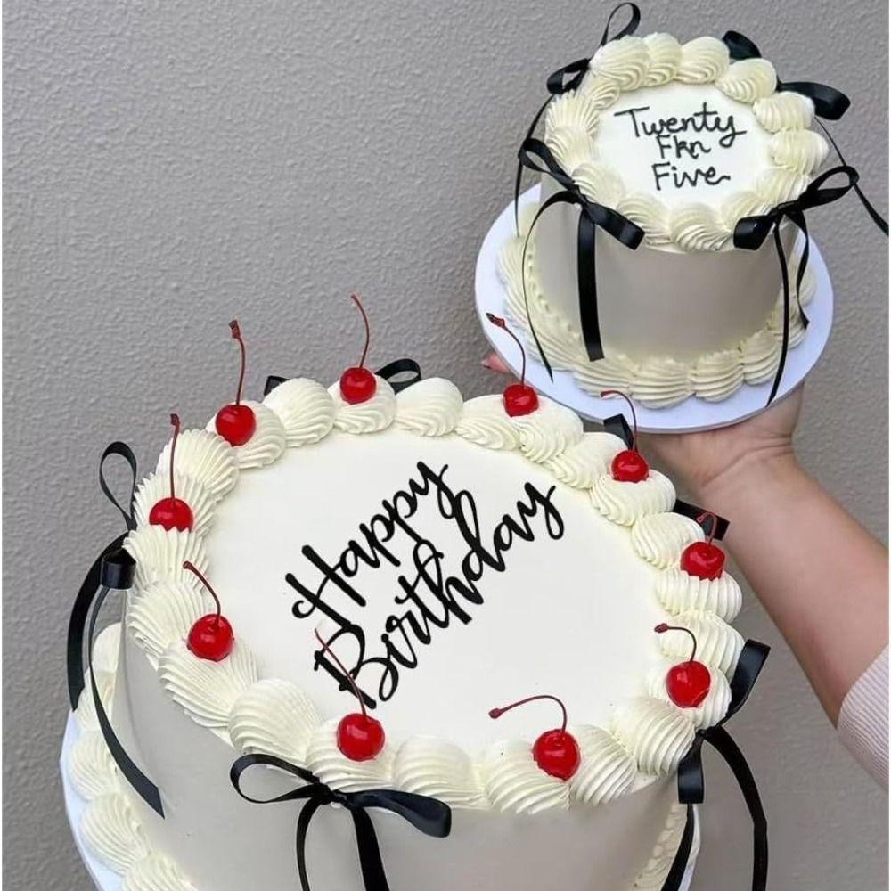 7 PCS Funny Black Bows Multipurpose Ribbion Cake Topper New Happy Birthday Sign