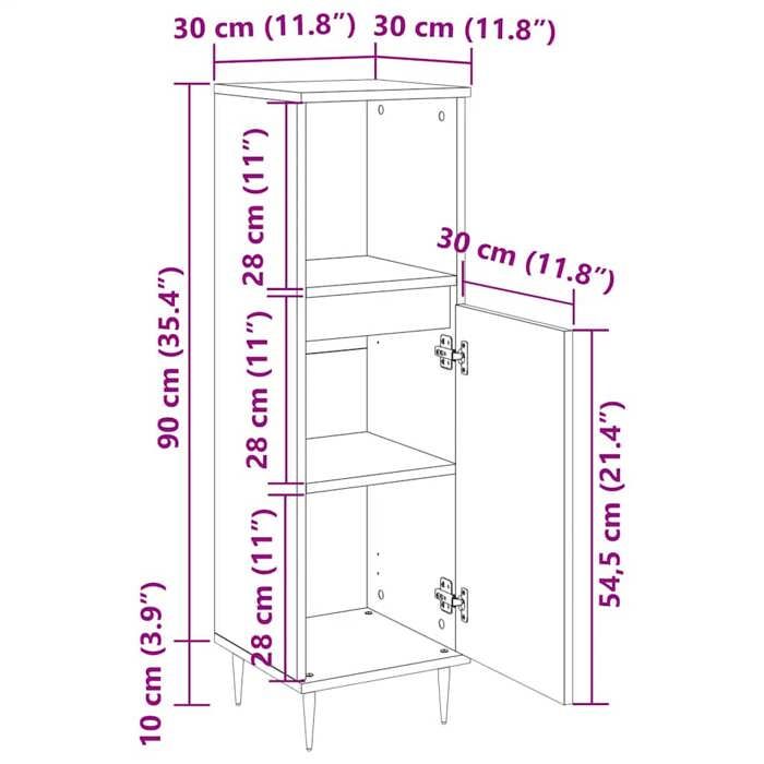 VidaXL Bathroom Cabinet Sonoma Grey 30x30x100 Cm 831554