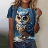 Летняя модная женская футболка с милым принтом совы, женская футболка Harajuku с коротким рукавом, белая, большого размера, женская футболка