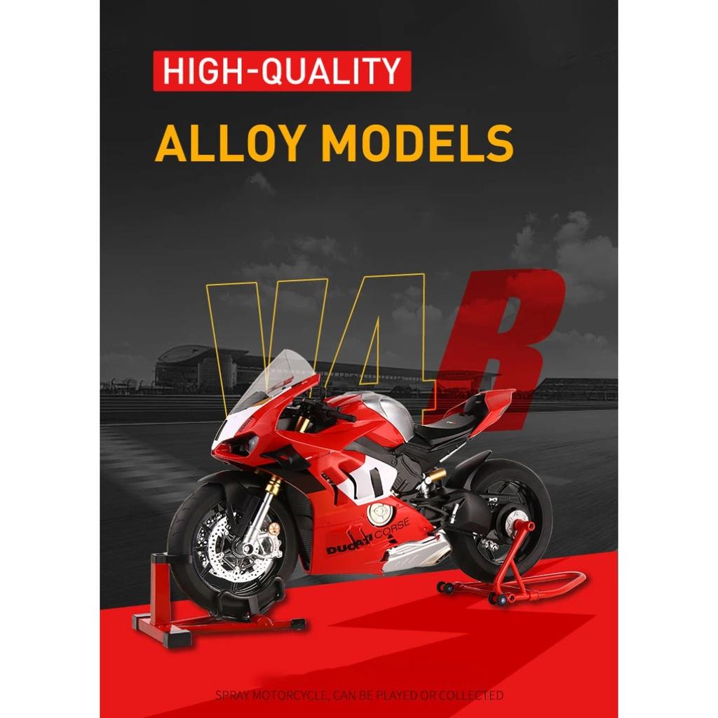 Spray 1/6 Ducati V4S Racing Motorcycle Alloy Diecast Model Car Trendy Indoor Furniture Toys Ornaments Collection Hobbies Holiday