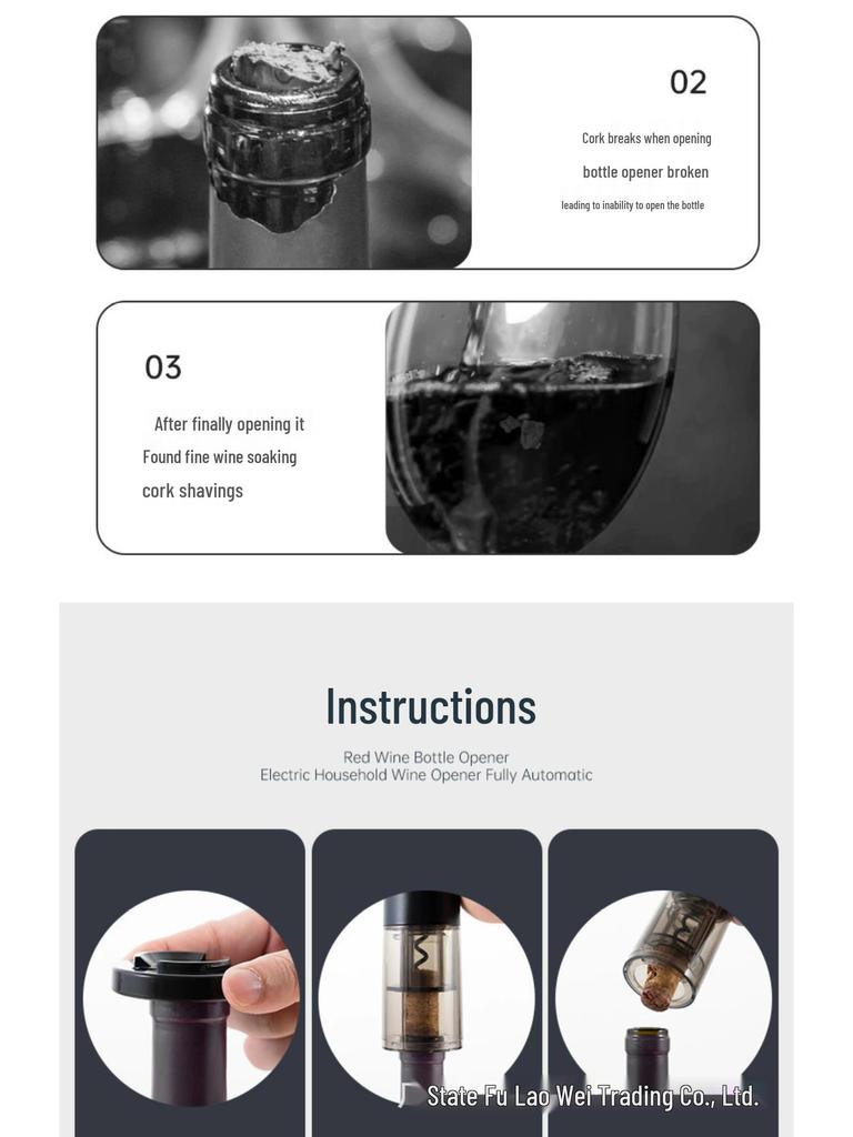 Набор электрического штопора - Автоматический, Перезаряжаемый и Бесшумный