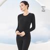 Cashmere Silk Round Neck Edged Antibacterial Fleece-Lined Women's Autumn Undershirt & Pants Set - Warm & Skin-Beautifying.