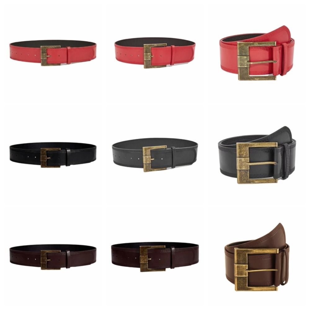 Solid Color Wide Waist Belt Y2K PU Leather Waistbands Metal Buckle Wide Belt Skirt Accessories