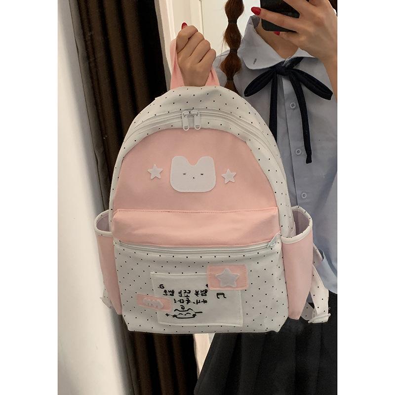 Polka dot cute cartoon student schoolbag female 2025 new fashion casual backpack versatile large capacity backpack