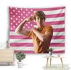 W-Walker Scobell Pink American Flag Tapestry Young Actor Portrait Wall Hanging Dorm Bedroom Fan Banner