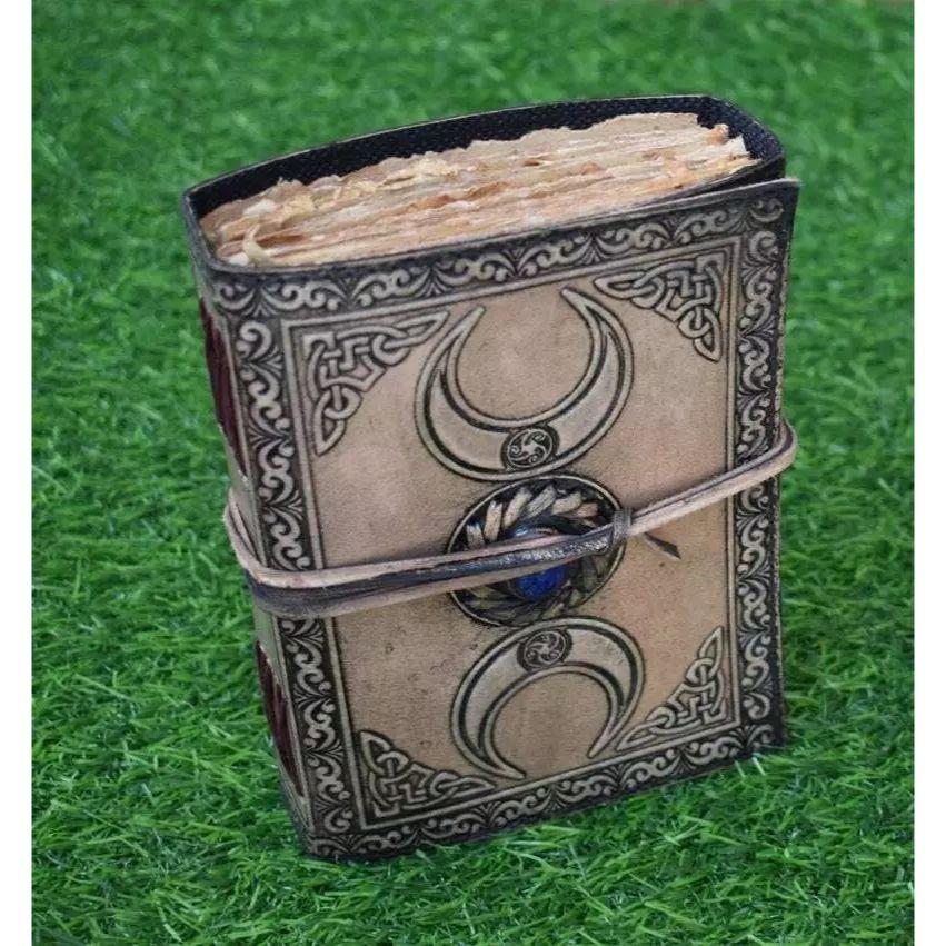 Набор из 2 винтажных кожаных журналов, гримуар, Кельтский ведьмин камень, кожаная книга теней