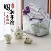 Guochao Hand-Painted Grapes, A Pot Of Two Cups Set, Portable Cloth Bag, Outdoor Tea Drinking, High Value Light Luxury Travel Tea Set