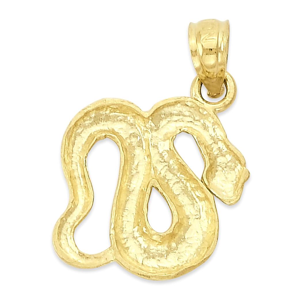 Solid Snake Pendant 10k or Zodiac Jewelry Year of the Snake Gift Gold [Golden Fire] Women's 14k, (10k)