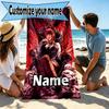 Custom Name Personalized Makima Chainsaw Man Print Beach Towel, for Trip Camping Beach Party Home Decor, Birthday Gift for Family & Friends