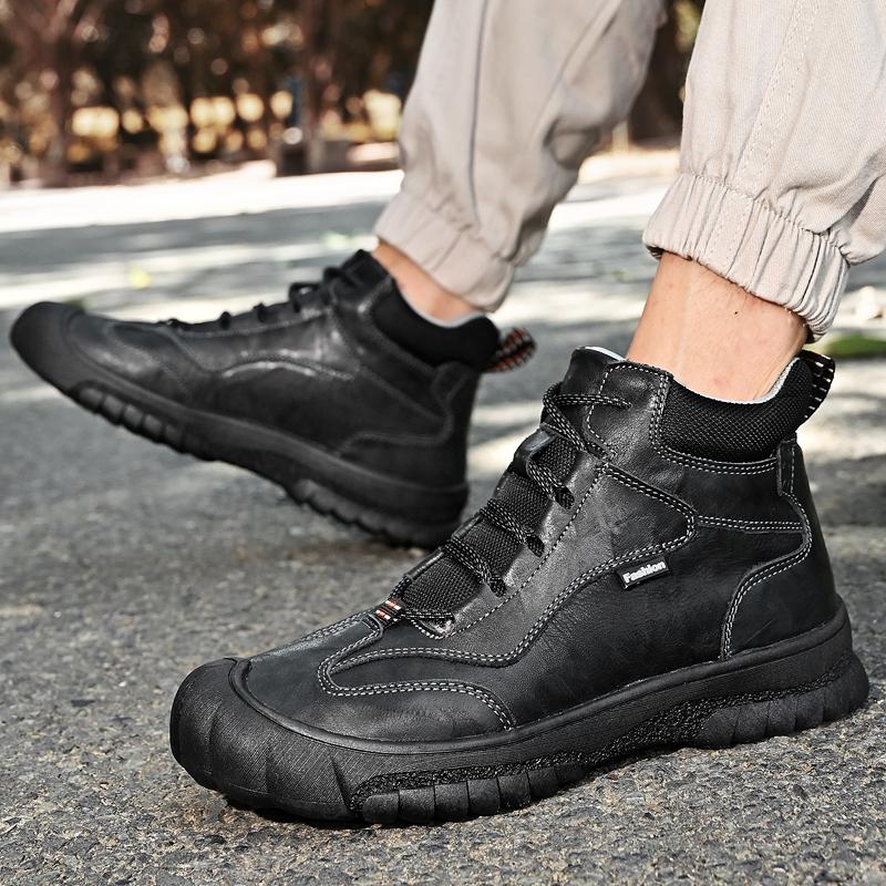 Модная мужская обувь, новые походные мужские ботинки, люксовая брендовая обувь для активного отдыха, мужские ботинки из натуральной кожи, зимние ботинки для скалолазания, теплые плюшевые меховые ботинки