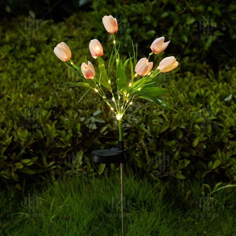 1 шт. Солнечные садовые фонари в виде цветов, реалистичные 7 головок, светодиодные колышки для сада в виде тюльпанов, ландшафтная лампа, водонепроницаемая для декора балкона, двора, дорожки