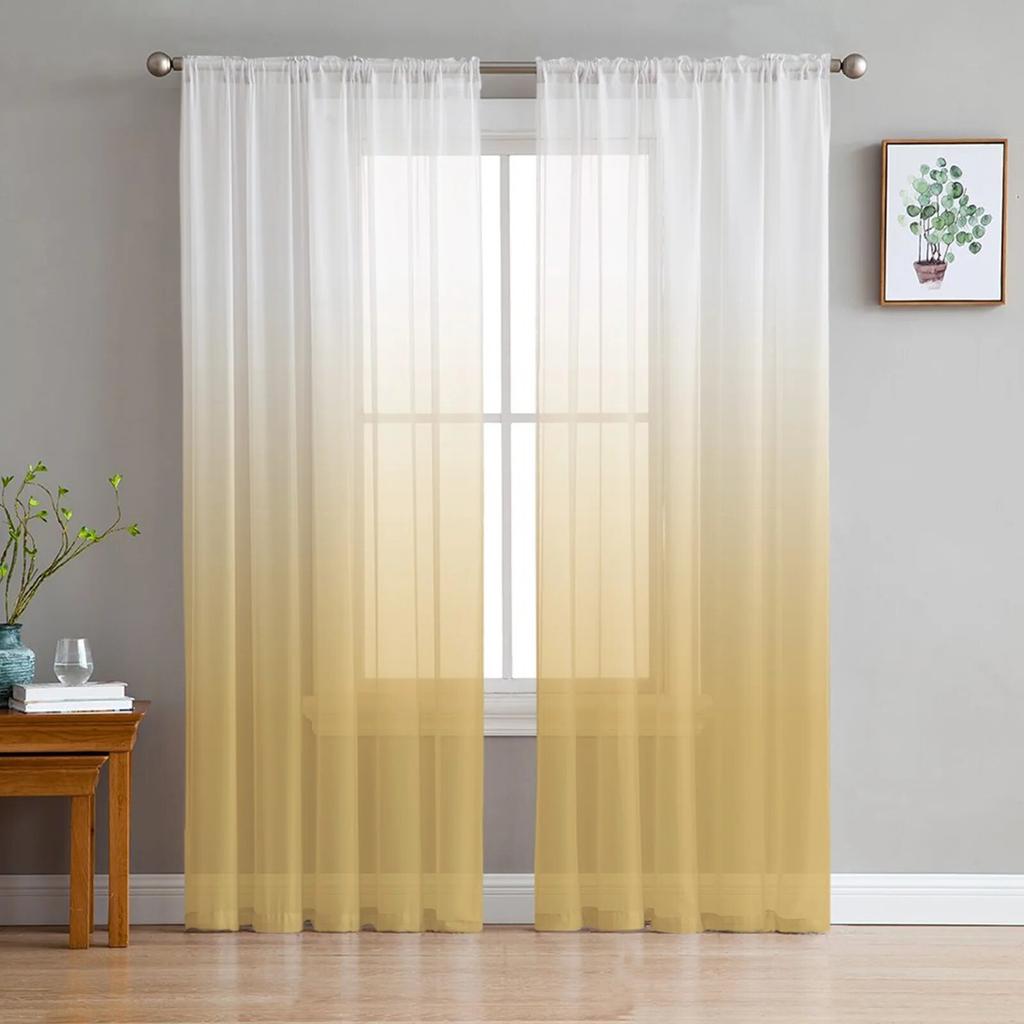 Синий градиентный занавес, тюль на окно для гостиной, спальни, кухни, украшения для окон, шторы