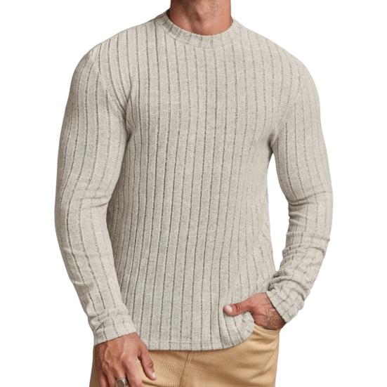 Мужской спортивный топ облегающего кроя, однотонный, с круглым вырезом, эластичный, средней длины, с длинными рукавами, пуловер, домашняя одежда, для занятий спортом, бега, баскетбола, футболка