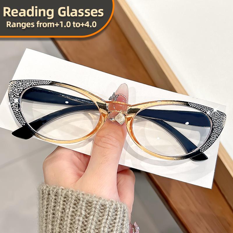 Модные очки для чтения, инкрустированные бриллиантами, и очки для чтения с высоким разрешением «кошачий глаз» для женщин среднего и пожилого возраста
