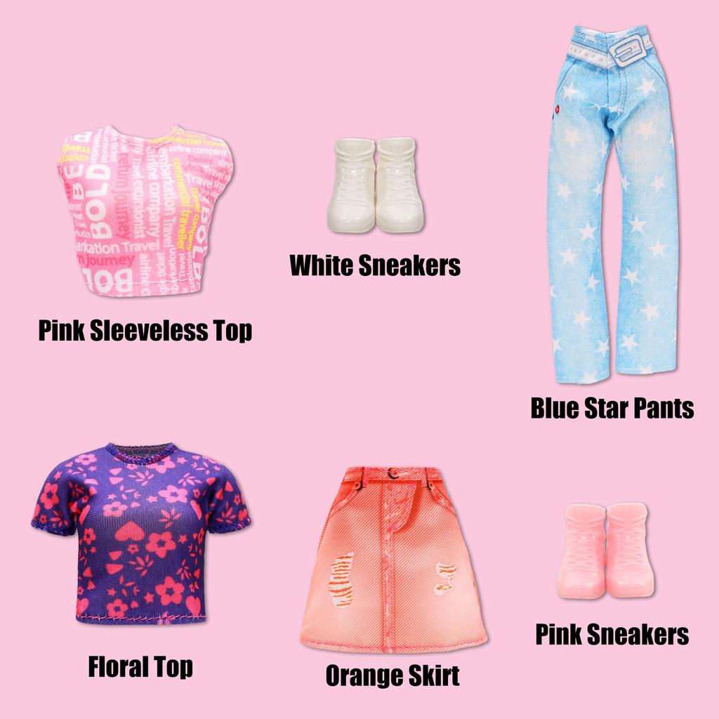 Doll Camping Set for 30cm Dolls Includes 2 Food Daily Necessities Sleeping Tent Dog and 2 Pairs of Shoes - Outfits, 14-Piece Set, 8-Piece Set, Mirror,