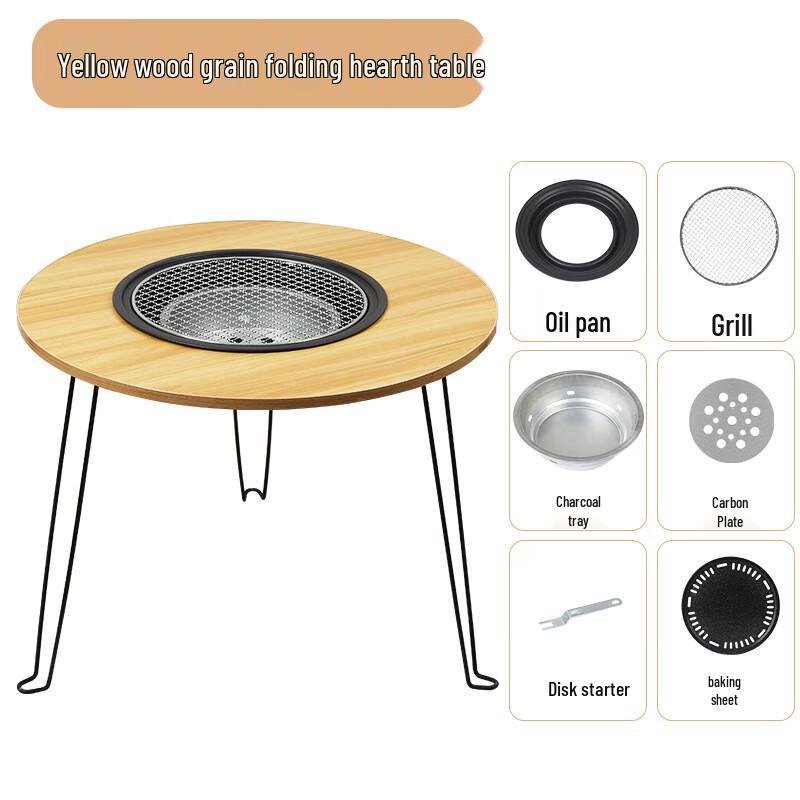 Outdoor Charcoal Grill Fire Pit Table Set
