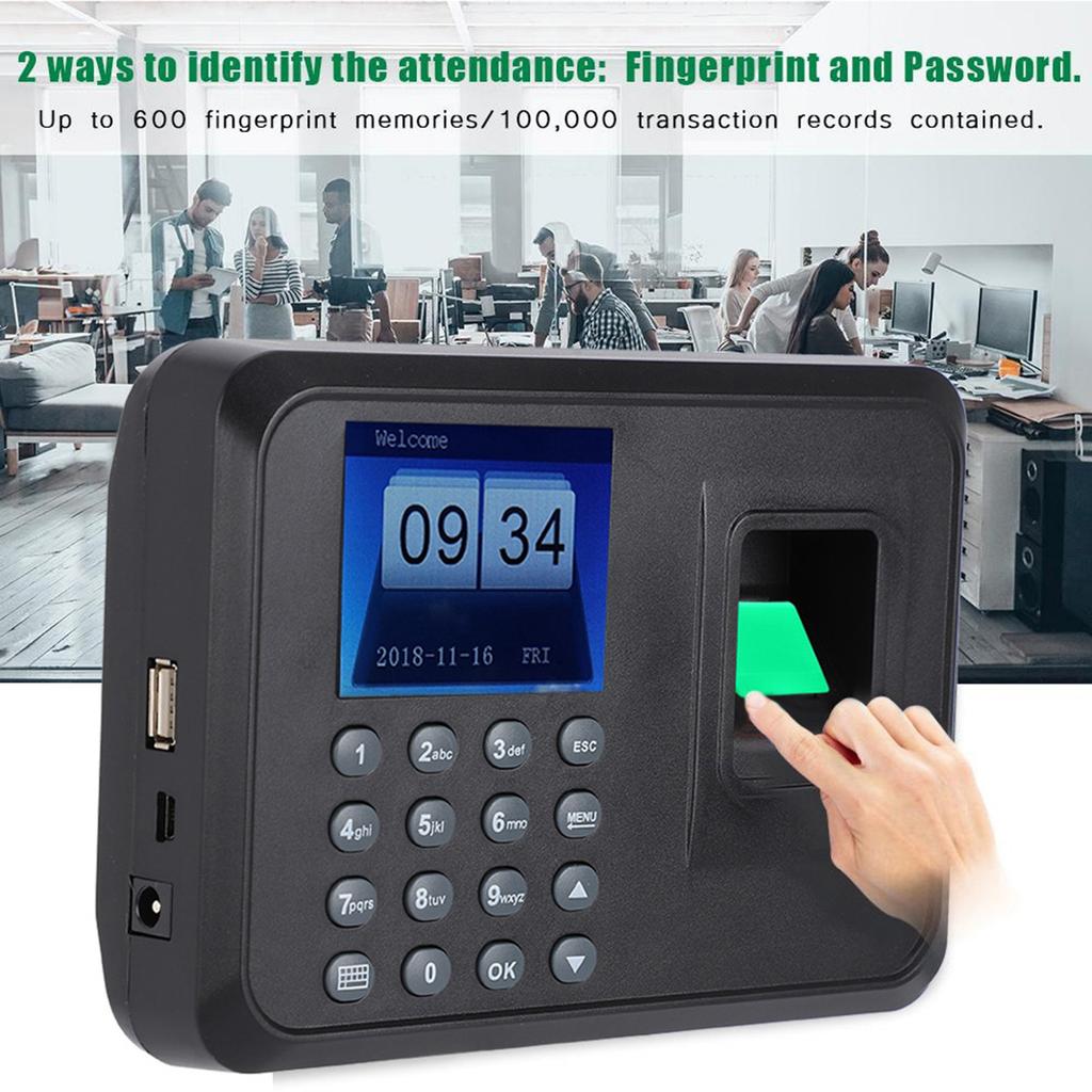 2.4inches TFT LCD Screen Fingerprint Time Clock Attendance Machine Recorder Plug