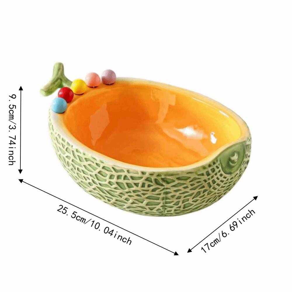 Ceramics Fruit Serving Plate Hami Melon Shape Snack Plate with Fork Dessert Serving