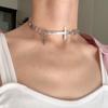Punk Spliced Cross Necklace Y2K Hip Hop Necklace Retro Choker Necklace  Jewelry