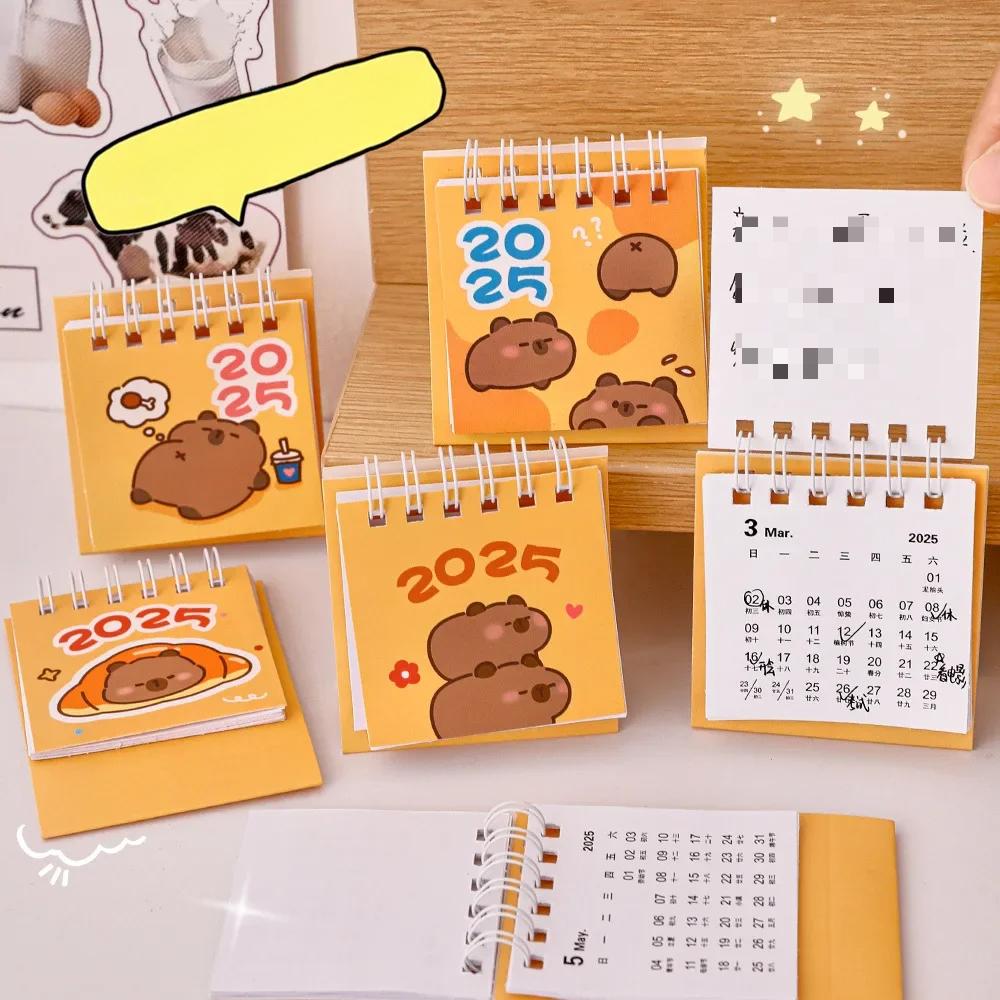 Kawaii Mini Small Desk Calendar July 2024 To December 2025 Pocket Portable Carton Calendar Punch Plan Officce Desktop Decoration