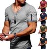 Мужские хлопковые облегающие топы на молнии с короткими рукавами, летняя повседневная рубашка, блузка, футболка