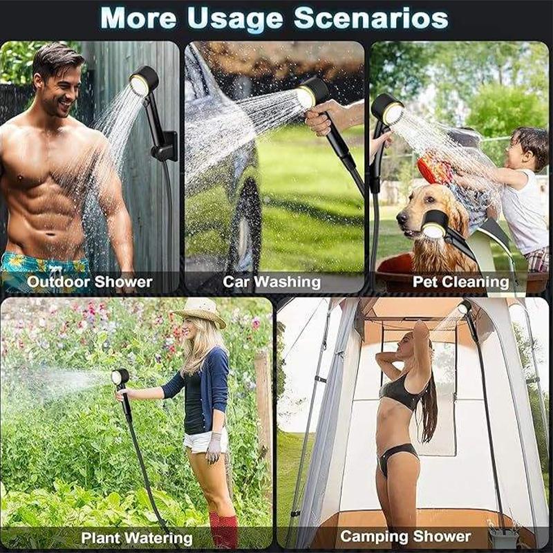 8000mAh IPX8 Waterproof Electric Rechargeable Shower Pump with Display 5 Spray Modes Portable Shower for Camping Outdoor Bathing