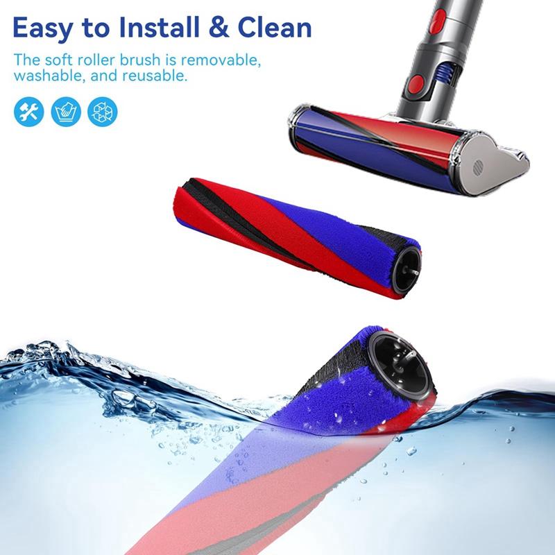 2 шт. мягкие роликовые щетки сменные аксессуары для Dyson V8 Slim V10 Slim V12 Slim V15 Detect Slim беспроводные пылесосы насадки