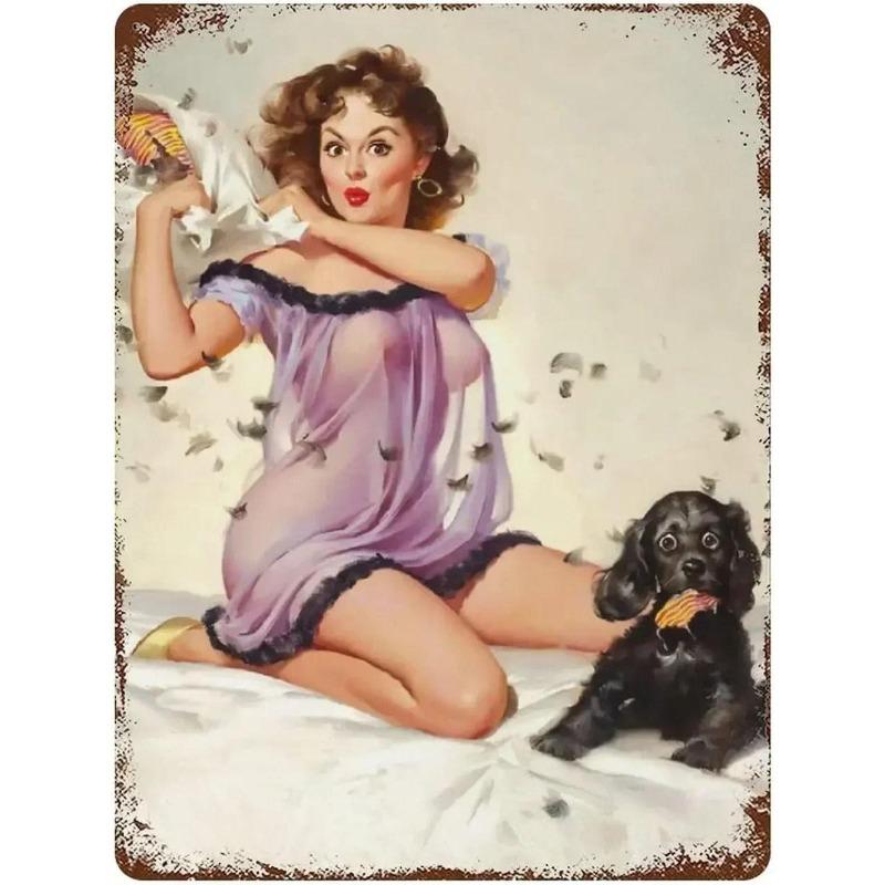 Металлическая табличка Pin-Up Girl, Винтажный декор для настенного искусства 30x20 см