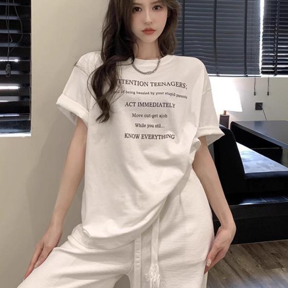 Women Summer Short Sleeve Cartoon Bear Printed Oversize T Shirt Blouse Top