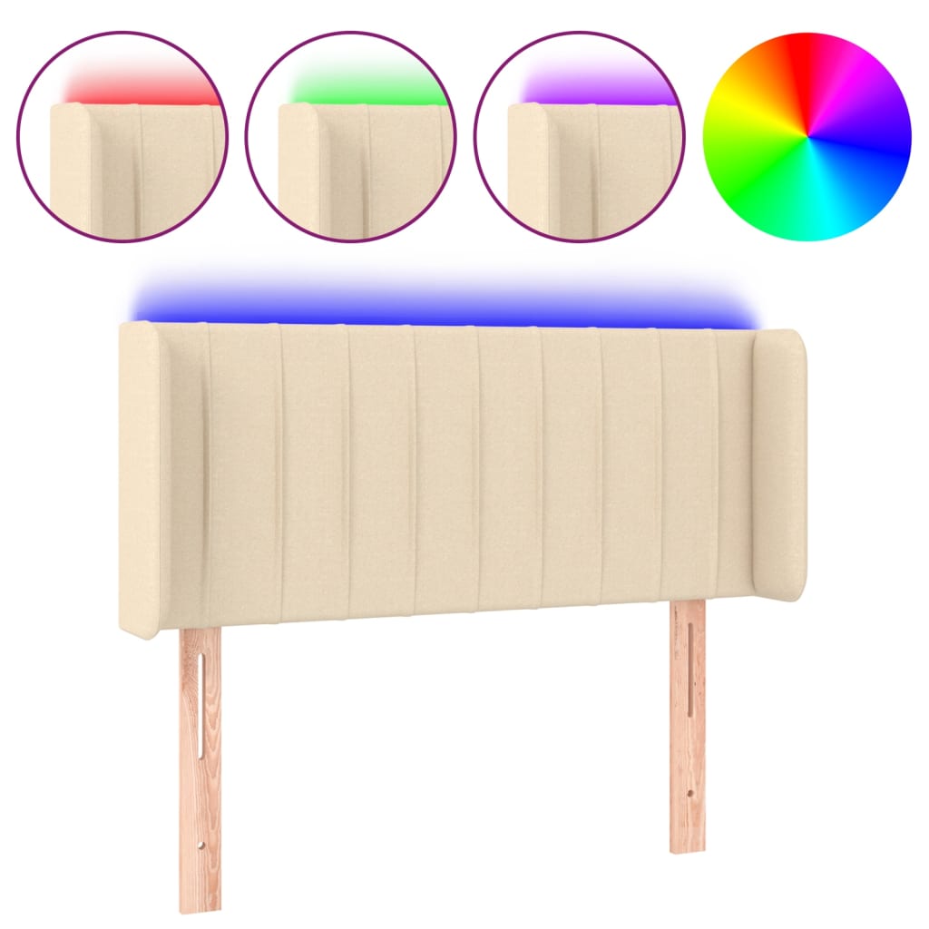 LED Headboard Cream 103x16x78 88 cm Fabric