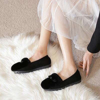 T34 плюшевые теплые хлопковые туфли из натурального кроличьего меха женские 2025 шерстяные туфли женские на толстой подошве с увеличением роста туфли Дуду