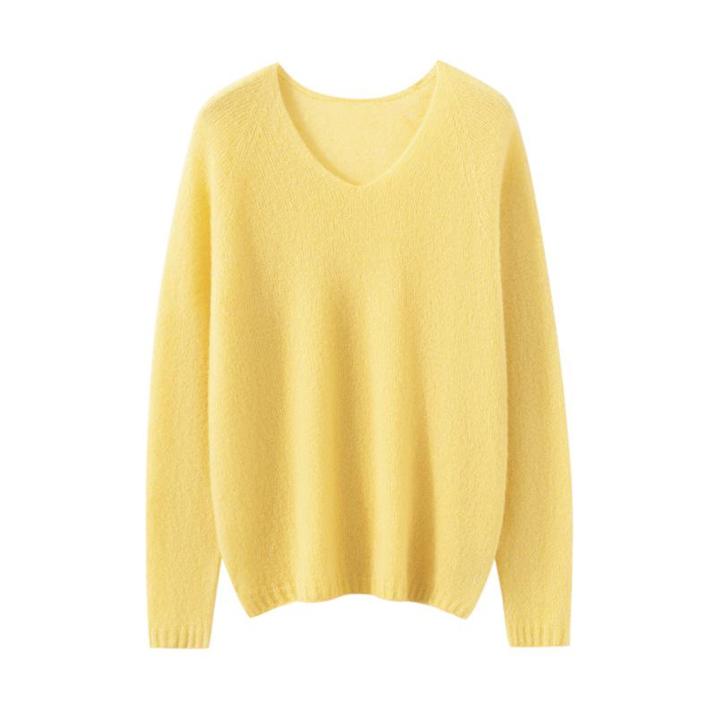 Classic Cashmere & Mulberry Silk V-Neck Women's Pullover Knitwear
