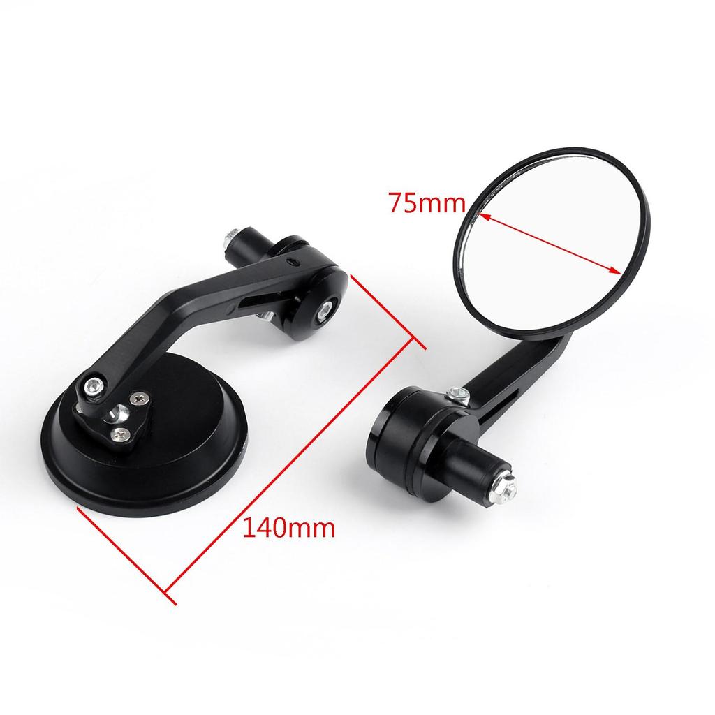 1Pair CNC Motorcycle 3" Round Side Mirror 7/8" Handlebar End For Cafe Racer