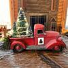 Red Christmas Truck, Little Red Truck Christmas Decor With Christmas Trees And LED String Lights