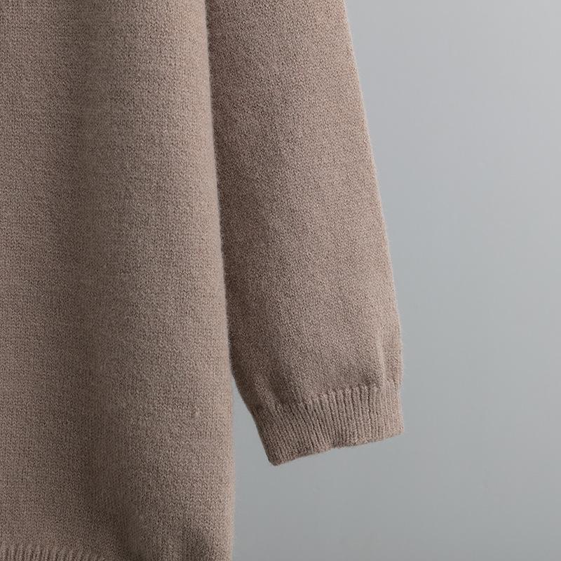 QICED Осенне-зимний комплект большого размера с высоким воротом, модный, нежный и непринужденный стиль, комплект из двух предметов свитера, однотонный трикотажный