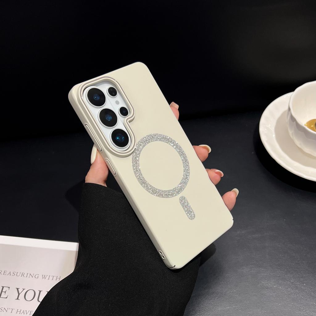 Мягкий прозрачный кейс с блестками и магнитом для Samsung S26PLUS, матовый чехол-скин для S25ULTRA, простой жесткий чехол
