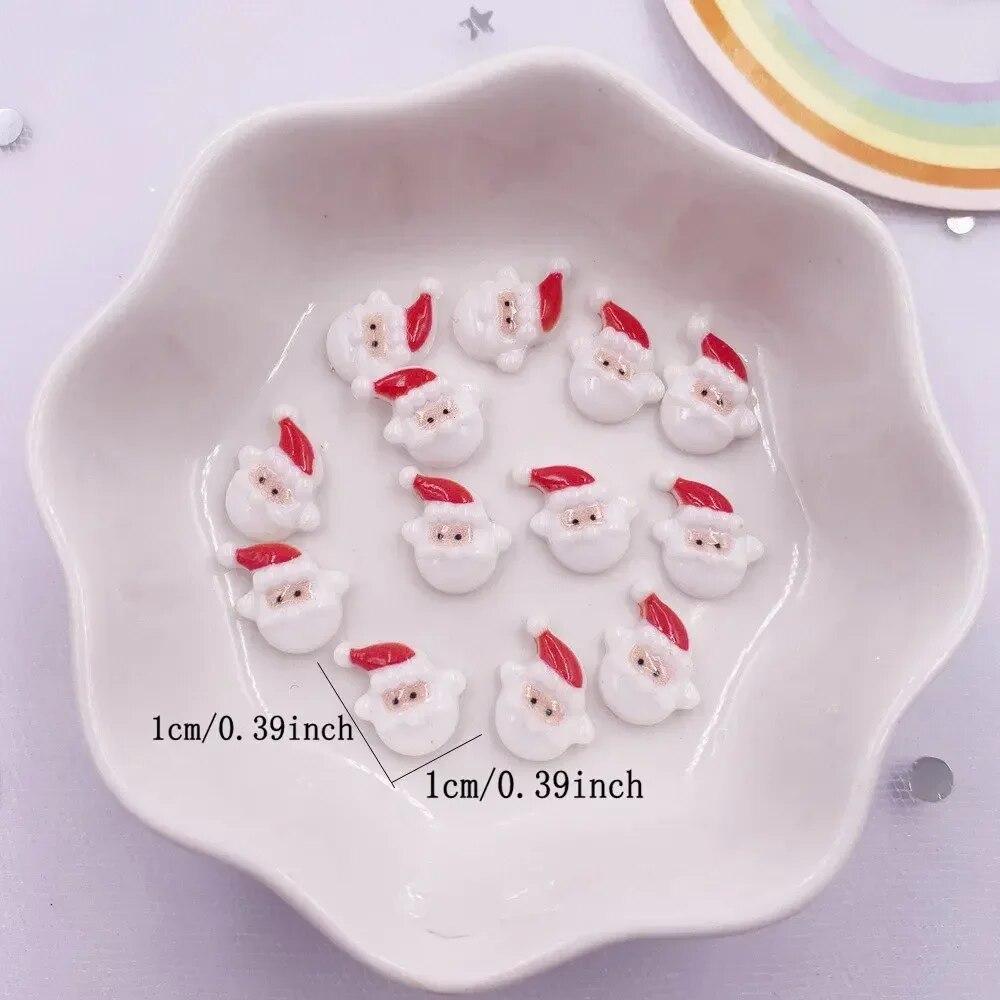 50pcs Resin Mini Colorful Christmas Snowman Tree Snowflower Deer Flat Back Figurines Nail Art DIY Scrapbooks Accessories
