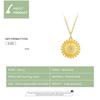 Bamoer Sun Coin Pendant Neckalce for Women Gold Color Genuine 925 Sterling Silver Chain Necklaces