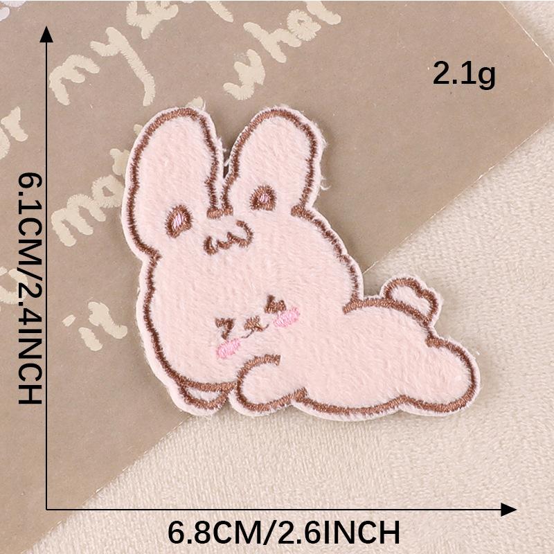 Embroidery Label Clothing Accessories Cute Cartoon Animal Fleece Rabbit Self-adhesive Patch Cloth Sticker